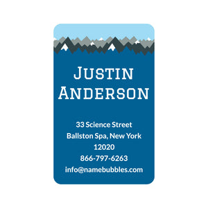 luggage tag labels mountain top blue