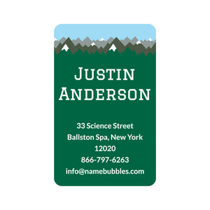 luggage tag labels mountain top green