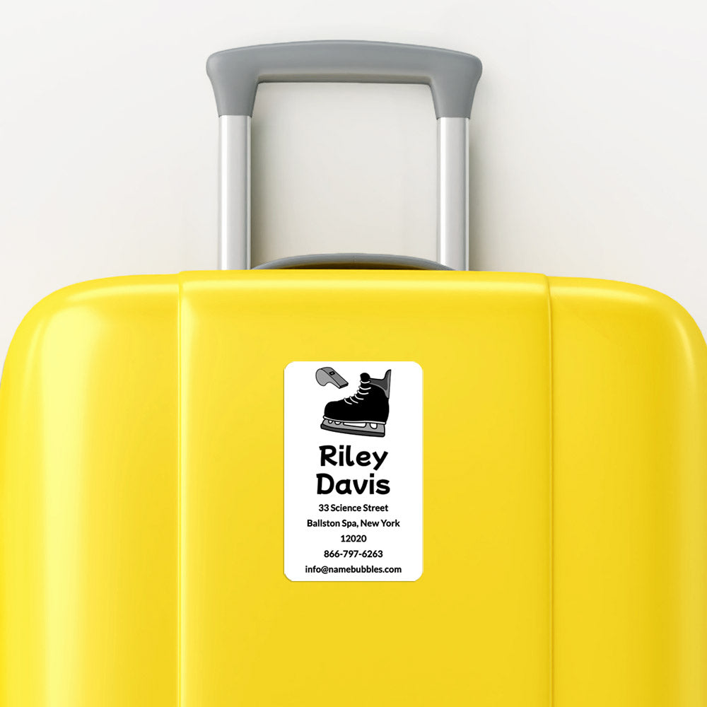 White luggage labels clearance