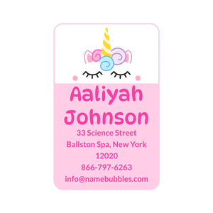 luggage tag name labels for kids unicorn light pink