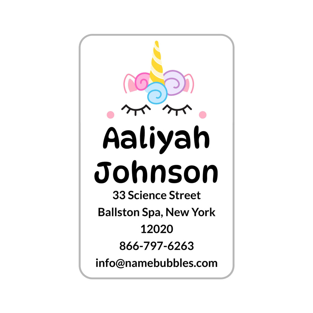 Travel Luggage Labels: Unicorn Luggage Tag Labels | Name Bubbles
