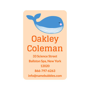 whale orange luggage tag labels