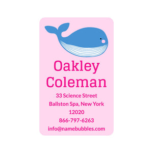 whale pink luggage tag labels