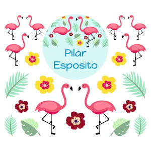 lunchbox labels and stickers for kids in flamingo light blue