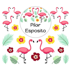 lunchbox labels and stickers for kids in flamingo white