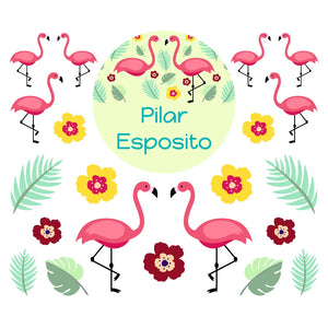 lunchbox labels and stickers for kids in flamingo yellow green