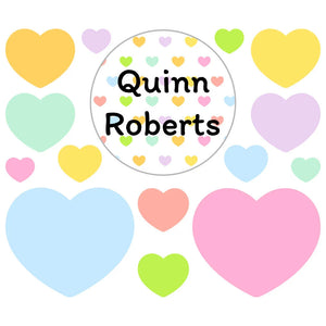 kids' lunchbox name label and stickers in hearts original rainbow