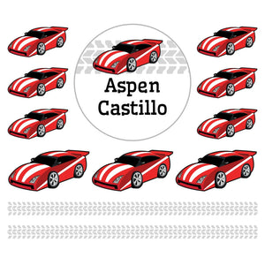 lunchbox name labels for kids in race car red
