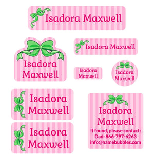 mega daycare labels pack bow green pink