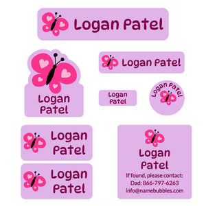 butterfly mega daycare labels pack purple