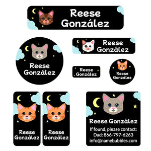 cats black mega daycare labels pack