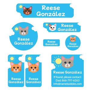 cats blue mega daycare labels pack