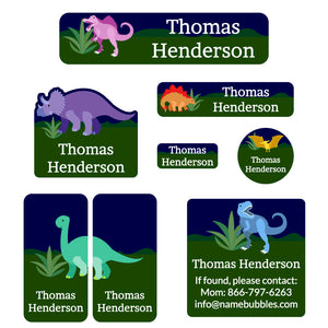 mega daycare labels pack dinosaurs dark green