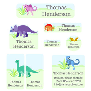 mega daycare labels pack dinosaurs green