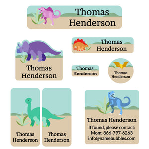 mega daycare labels pack dinosaurs tan