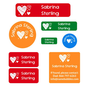 mega daycare labels pack doodle hearts elementary