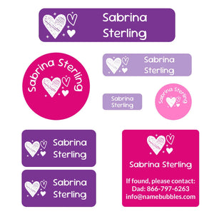 mega daycare labels pack doodle hearts fairy princess