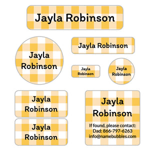 gingham mega daycare labels pack yellow