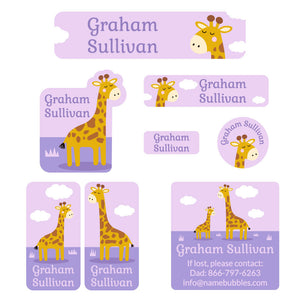 mega daycare labels pack giraffe purple