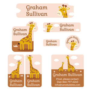 mega daycare labels pack giraffe eucalyptus tan