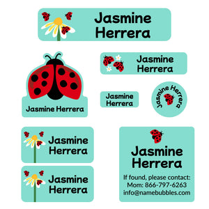 mega daycare labels pack ladybug pastel green