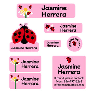 mega daycare labels pack ladybug pink