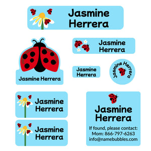 mega daycare labels pack ladybug sky blue