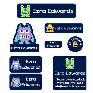 mega daycare labels pack monsters dark blue
