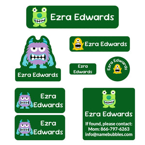 mega daycare labels pack monsters dark green