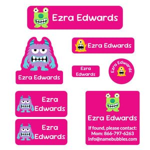 mega daycare labels pack monsters pink