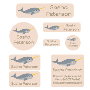 kids' daycare labels mega bundle in narwhal cream