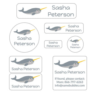 kids' daycare labels mega bundle in narwhal white