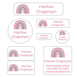 mega daycare labels pack neutral rainbow rosy glow