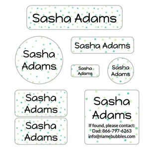 kids' mega bundle of daycare labels in pom pom green