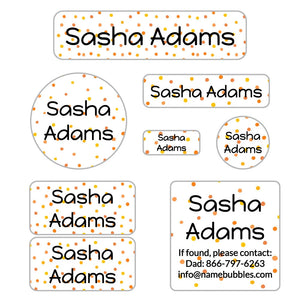kids' mega bundle of daycare labels in pom pom orange