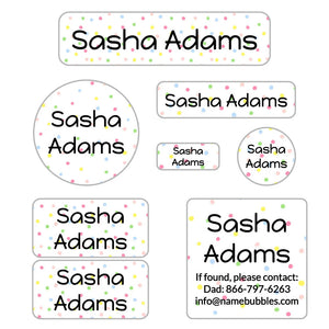 kids' mega bundle of daycare labels in pom pom rainbow