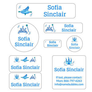 mega daycare labels pack princess white - blue