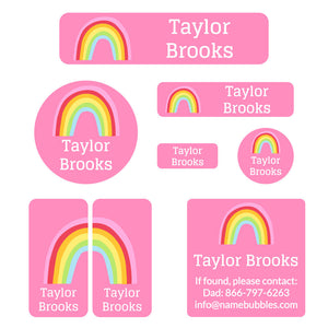 rainbows mega daycare labels pack pink