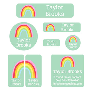 rainbows mega daycare labels pack turquoise