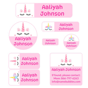 mega bundle of kids daycare labels unicorn light pink