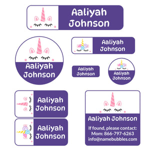 mega bundle of kids daycare labels unicorn purple