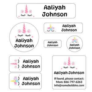 mega bundle of kids daycare labels unicorn white