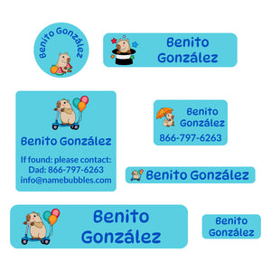 middle school name labels capybara blue