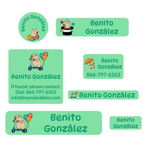 middle school name labels capybara green