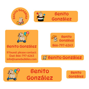 middle school name labels capybara orange