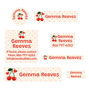 middle school name labels cherries cream