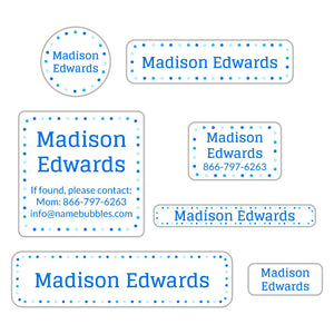 middle school name labels dots beluga blue