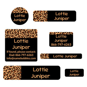 middle school name labels leopard print classic
