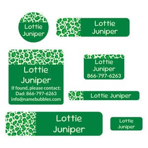 middle school name labels leopard print green