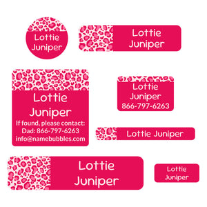 middle school name labels leopard print pink